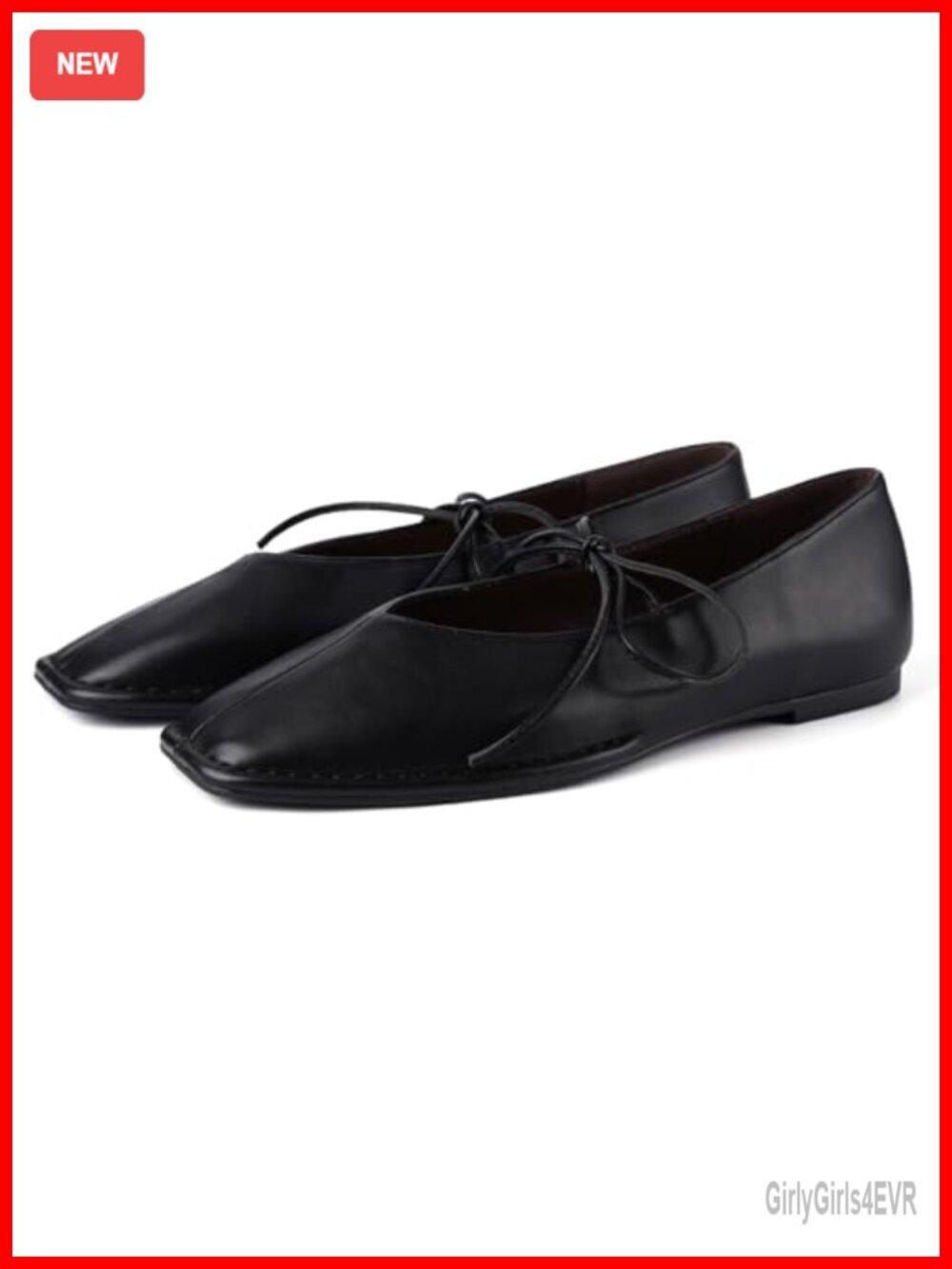 Square Toe Ballet Flats Women Memory Foam Arch Support Lace Up Slip On Low Heel